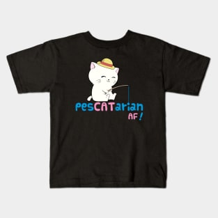 PesCATarian AF! Cute Pescatarian Cat Kids T-Shirt